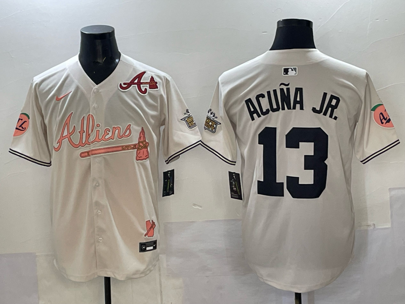 Men Atlanta Braves #13 Acuna Jr white Nike 2025 MLB Jersey 002->atlanta braves->MLB Jersey